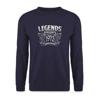vintage 1973 birthday legend vintage with - Unisex Sweatshirt - navy - Front - Alina (178cm) & Michal (187cm)