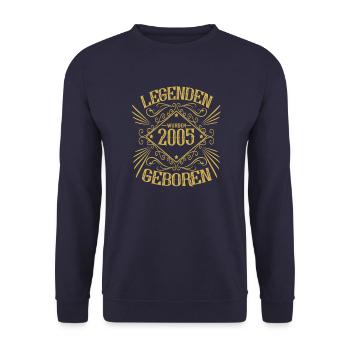 Jahrgang 2005 Geburtstag Sprüche - Unisex Pullover - Navy - Vorne - Alina (178cm) & Michal (187cm)