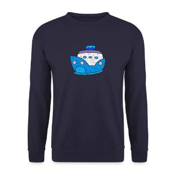 Süßes Kawaii Kreuzfahrtschiff Kreuzfahrt - Unisex Pullover - Navy - Vorne - Alina (178cm) & Michal (187cm)