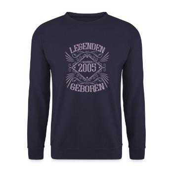 Jahrgang 2005 Geburtstag Sprüche - Unisex Pullover - Navy - Vorne - Alina (178cm) & Michal (187cm)