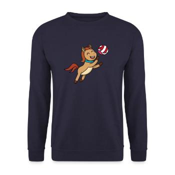 süßes Pferd Springt und spielt Volleyball - Unisex Pullover - Navy - Vorne - Alina (178cm) & Michal (187cm)