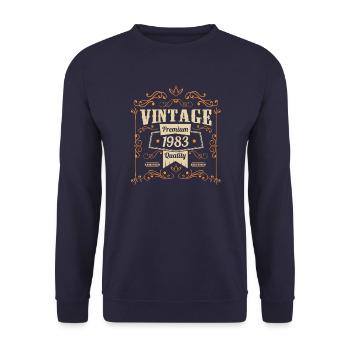 Vintage 1983 Geburtstag Sprüche - Unisex Pullover - Navy - Vorne - Alina (178cm) & Michal (187cm)