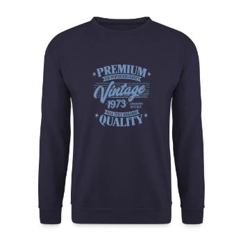 Vintage 1973 Geburtstag Sprüche "Limitierte - Unisex Pullover - Navy - Vorne - Alina (178cm) & Michal (187cm)