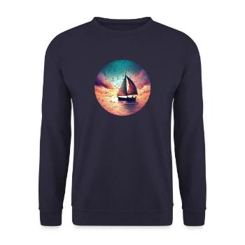 Le voilier navigue dans le sunset grunge - Sweat-shirt Unisexe - marine - Devant - Alina (178cm) & Michal (187cm)