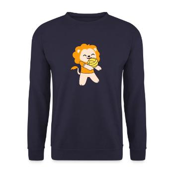 Kawaii cute lion playing volleyball - Unisex Sweatshirt - navy - Front - Alina (178cm) & Michal (187cm)