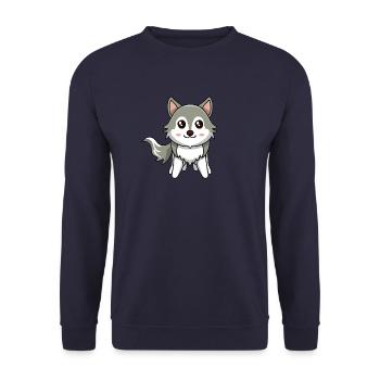 mignon Kawaii Husky - Sweat-shirt Unisexe - marine - Devant - Alina (178cm) & Michal (187cm)