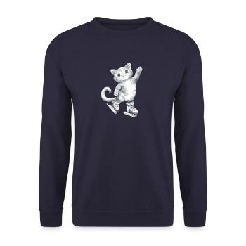 Dessin de chat sur patins - Sweat-shirt Unisexe - marine - Devant - Alina (178cm) & Michal (187cm)