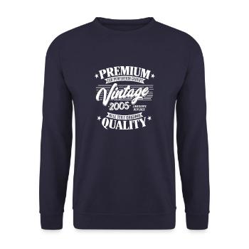 Vintage 2005 Geburtstag Sprüche - Unisex Pullover - Navy - Vorne - Alina (178cm) & Michal (187cm)
