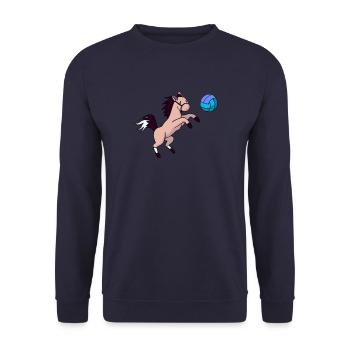 Cheval mignon jouant au volley-ball et au jumping grunge - Sweat-shirt Unisexe - marine - Devant - Alina (178cm) & Michal (187cm)