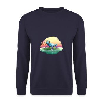 Green Frog3 - Unisex Sweatshirt - navy - Front - Alina (178cm) & Michal (187cm)