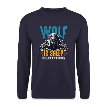 Wolf im Schafspelz, Funshirt, Wölfe, Schafe, Best - Unisex Pullover - Navy - Vorne - Alina (178cm) & Michal (187cm)