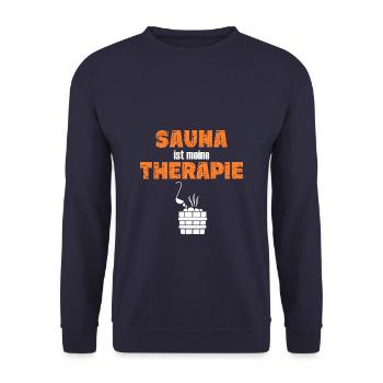 Sauna ist meine Therapie - Unisex Pullover - Navy - Vorne - Alina (178cm) & Michal (187cm)