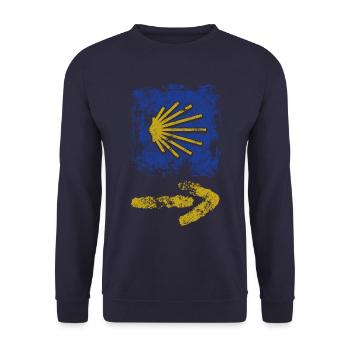 Buen Camino - Camino de Santiago - Pèlerinage - Santiago - Sweat-shirt Unisexe - marine - Devant - Alina (178cm) & Michal (187cm)