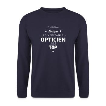 Le véritable opticien au top - Sweat-shirt Unisexe - marine - Devant - Alina (178cm) & Michal (187cm)
