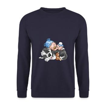 Chien avec bébé mignon et mignon - Sweat-shirt Unisexe - marine - Devant - Alina (178cm) & Michal (187cm)