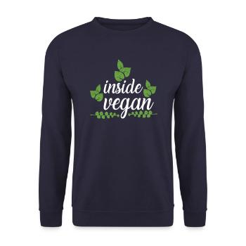 Vegan Shirt · Inside Vegan · Veggie Gift - Unisex Sweatshirt - navy - Front - Alina (178cm) & Michal (187cm)