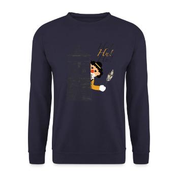 Hu! Hu! Hu! Clown noir et jaune à la porte noire - Sweat-shirt Unisexe - marine - Devant - Alina (178cm) & Michal (187cm)