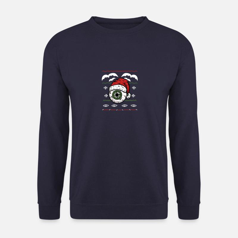 Weihnachten Horror Auge mit Weihnachtsmütze - Unisex Pullover - Navy