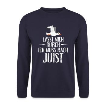 Let me through I have to go to Juist Möwe - Unisex Sweatshirt - navy - Front - Alina (178cm) & Michal (187cm)