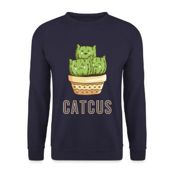 Catcus cats cat cool funny funny cactus - Unisex Sweatshirt - navy - Front - Alina (178cm) & Michal (187cm)