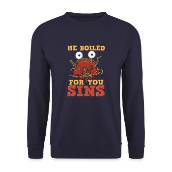 Flying spaghetti monster - Unisex Sweatshirt - navy - Front - Alina (178cm) & Michal (187cm)