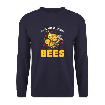 Save the fucking bees Sauvez les abeilles Impker - Sweat-shirt Unisexe - marine - Devant - Alina (178cm) & Michal (187cm)