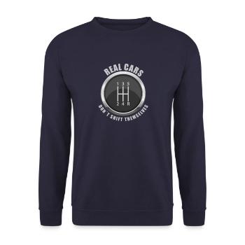 Real Cars don ́t shift themselves for tuner - Unisex Sweatshirt - navy - Front - Alina (178cm) & Michal (187cm)