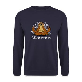 Yoga paresseux ohmmm - Sweat-shirt Unisexe - marine - Devant - Alina (178cm) & Michal (187cm)