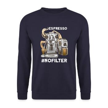 Espresso #nofilter coffee T-Shirt - Unisex Sweatshirt - navy - Front - Alina (178cm) & Michal (187cm)
