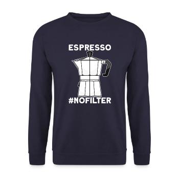 Espresso #nofilter coffee T-Shirt - Unisex Sweatshirt - navy - Front - Alina (178cm) & Michal (187cm)