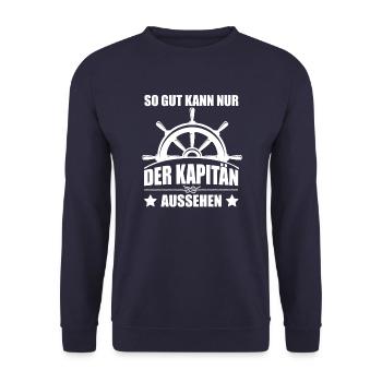 So gut kann nur der Kapitän aussehen - Unisex Pullover - Navy - Vorne - Alina (178cm) & Michal (187cm)