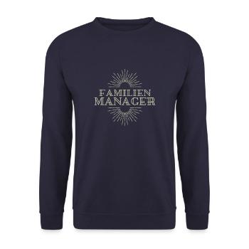 Familienmanager Familie Manager Verwalter Spruch - Unisex Pullover - Navy - Vorne - Alina (178cm) & Michal (187cm)