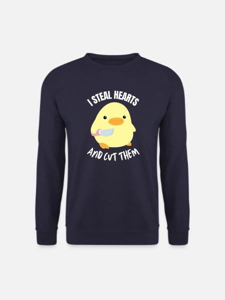 I steal hearts and cut them Ente mit Messer Meme - Unisex Pullover - Navy