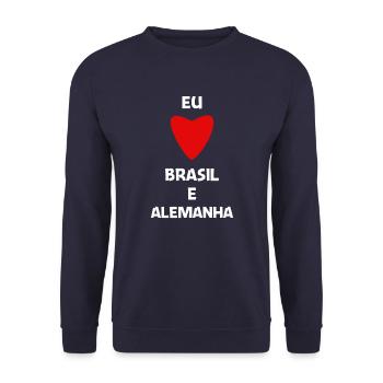 Brazilian emigrants binational gift - Unisex Sweatshirt - navy - Front - Alina (178cm) & Michal (187cm)