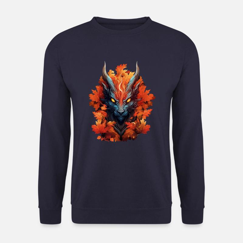 Herbst-Drache aus Laub - Unisex Pullover - Navy