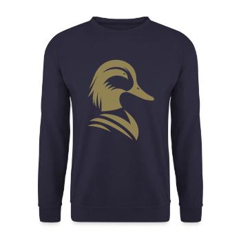 Minimalist Duck Silhouette Portrait - Unisex Sweatshirt - navy - Front - Alina (178cm) & Michal (187cm)