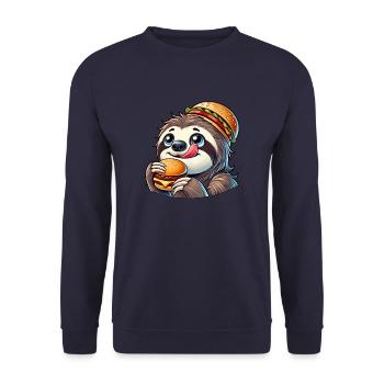 mignon paresseux burger dessin animé restauration rapide - Sweat-shirt Unisexe - marine - Devant - Alina (178cm) & Michal (187cm)