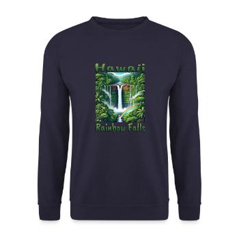 Hawaii rainbow waterfall lush forest - Unisex Sweatshirt - navy - Front - Alina (178cm) & Michal (187cm)