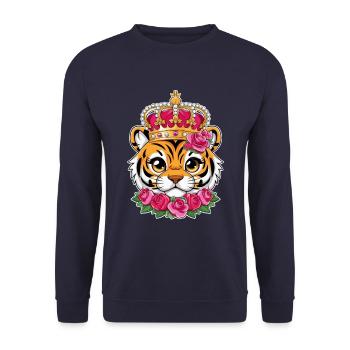 Kawaii tiger with pretty lion outfit. - Unisex Sweatshirt - navy - Front - Alina (178cm) & Michal (187cm)
