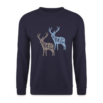 Seien Sie frei zu Hause! - Unisex Pullover - Navy - Vorne - Alina (178cm) & Michal (187cm)
