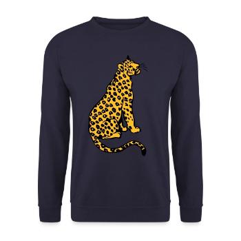 Sitting Leopard by Cheerful Madness!! - Unisex Sweatshirt - navy - Front - Alina (178cm) & Michal (187cm)