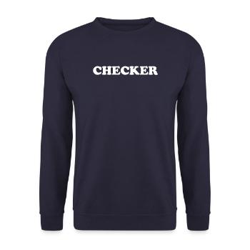 CHECKER - Unisex Pullover - Navy - Vorne - Alina (178cm) & Michal (187cm)