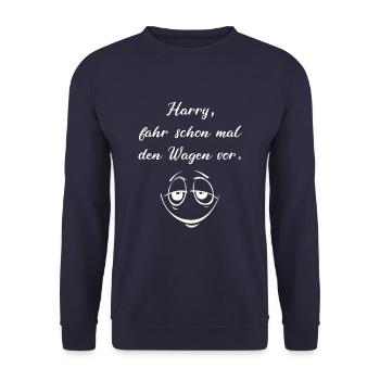 Harry, fahr schon mal den Wagen vor. - Unisex Pullover - Navy - Vorne - Alina (178cm) & Michal (187cm)