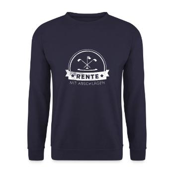 Golf Rente 2 Abschläge - Unisex Pullover - Navy - Vorne - Alina (178cm) & Michal (187cm)