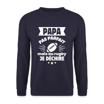 Papa pas parfait, mais au rugby je déchire - Sweat-shirt Unisexe - marine - Devant - Alina (178cm) & Michal (187cm)