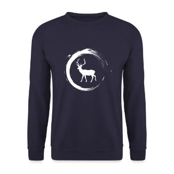deer - Unisex Sweatshirt - navy - Front - Alina (178cm) & Michal (187cm)