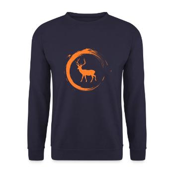 deer - Unisex Sweatshirt - navy - Front - Alina (178cm) & Michal (187cm)