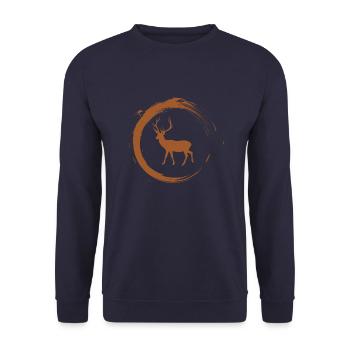 deer - Unisex Sweatshirt - navy - Front - Alina (178cm) & Michal (187cm)