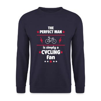Der perfekte Mann liebt Radfahren - Unisex Pullover - Navy - Vorne - Alina (178cm) & Michal (187cm)