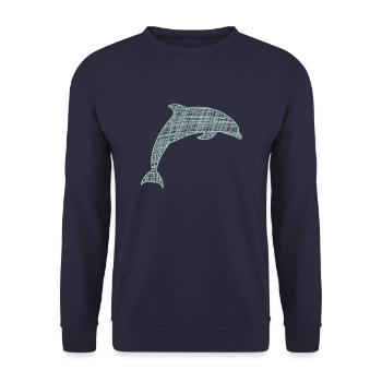 Delfin Tümmler Ozean Geschenk - Unisex Pullover - Navy - Vorne - Alina (178cm) & Michal (187cm)